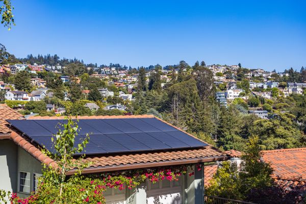 Home with solar battery system